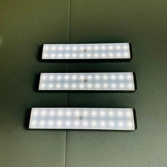 3 pack LED Motion Sensor Lights USB Rechargeable Pure White Wireless LED Lights - Picture 2 of 16